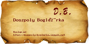Doszpoly Boglárka névjegykártya