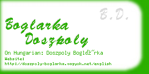 boglarka doszpoly business card